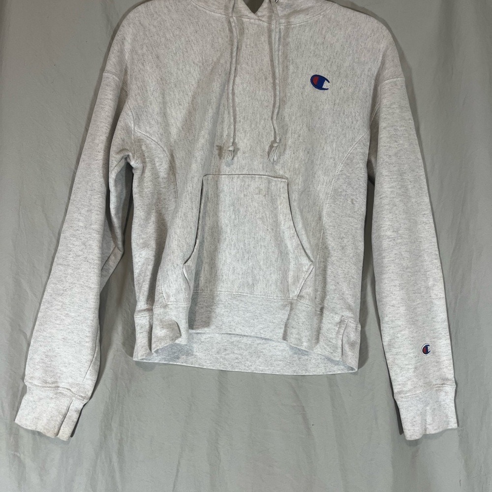 Champion Reverse Weave Hoodie Oatmeal Heather Grey XS Sweatshirt C Logo